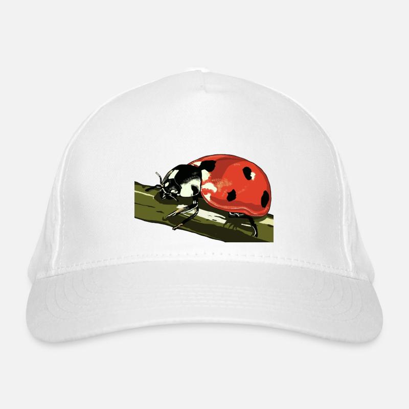 Ladybug on plant stem Organic Baseball Cap
