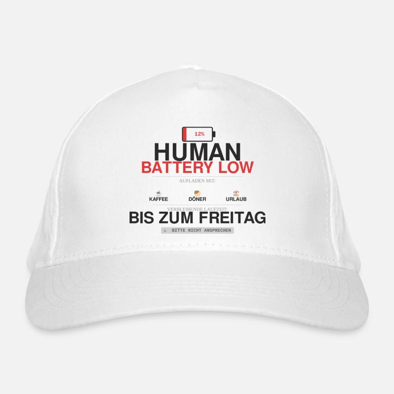 Human Battery Low Kaffee Humor Bio-Baseballkappe