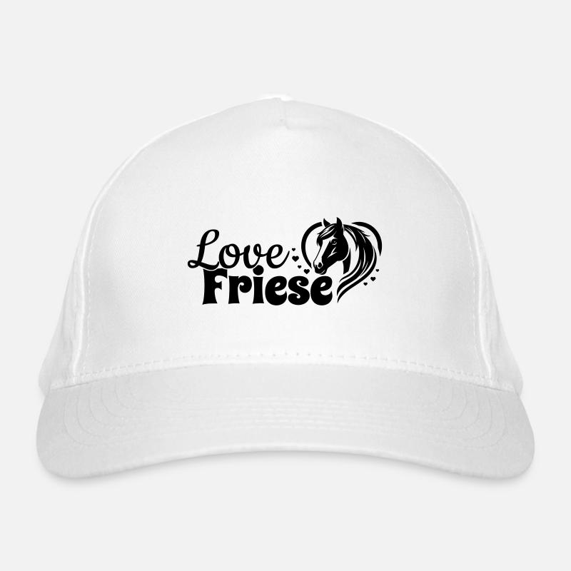 Friesian Love Heart Horse Head Organic Baseball Cap