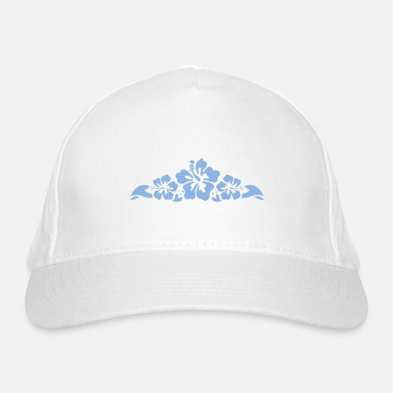 Hibiscus et feuilles - Bleu clair Casquette classique bio