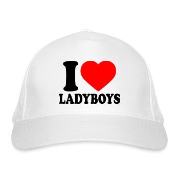 I love ladyboys - Organic Baseball Cap - white - Front