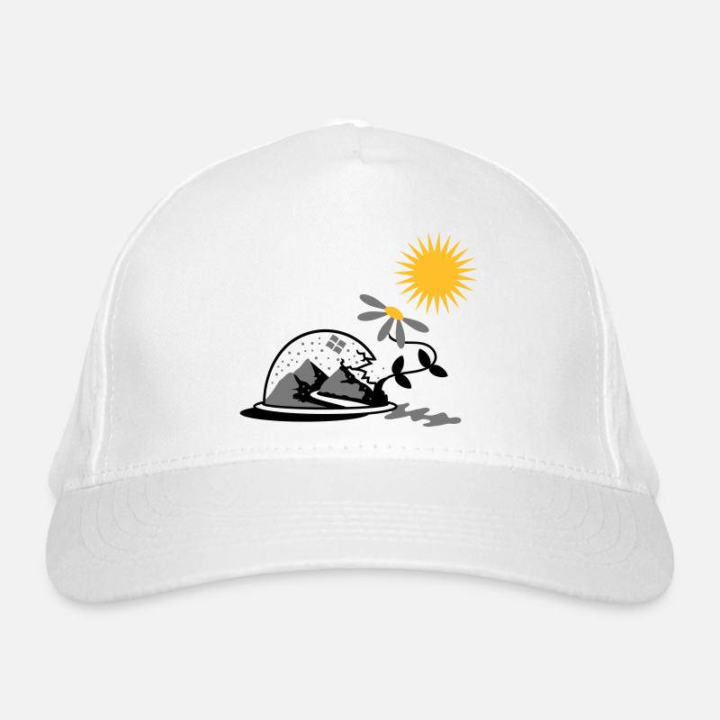 Snow globe with sunflower and sun Organic Baseball Cap
