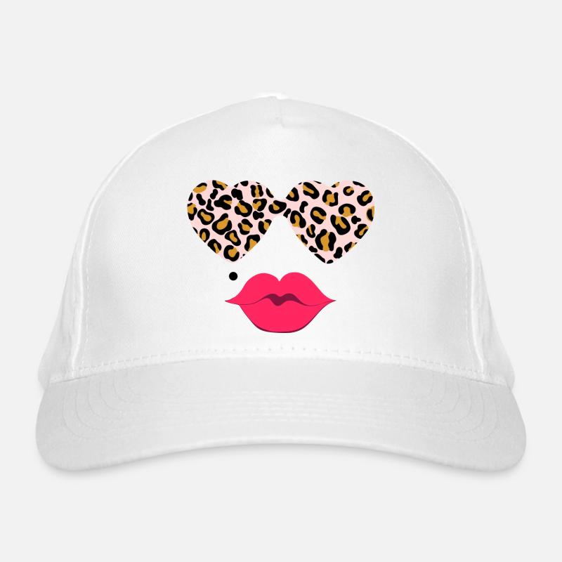 Leopard glasses with lips Organic Baseball Cap