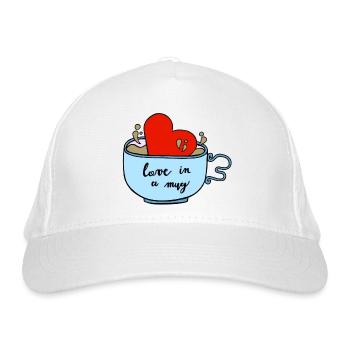 Liebe im Becher - Bio-Baseballkappe - Weiß - Vorne