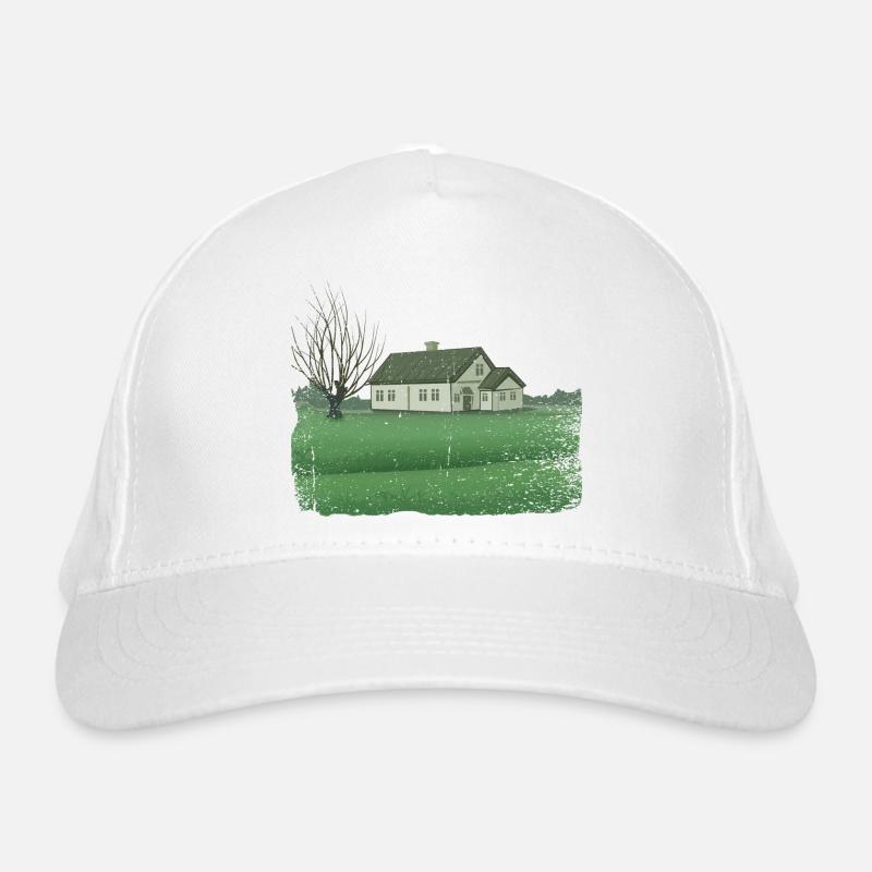 Haus mit kahlem Baum dirty effect Bio-Baseballkappe