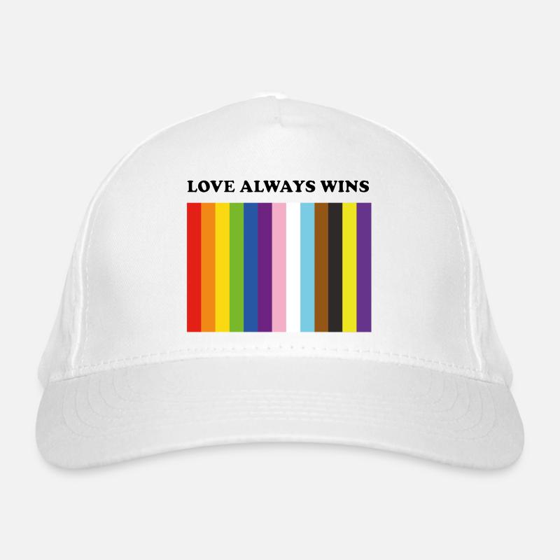 Liebe gewinnt immer inklusive Pride-Farben Bio-Baseballkappe