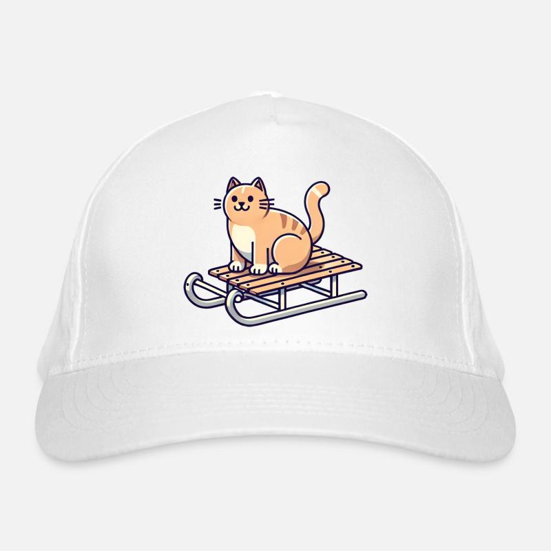 Katze auf Schlitten Bio-Baseballkappe