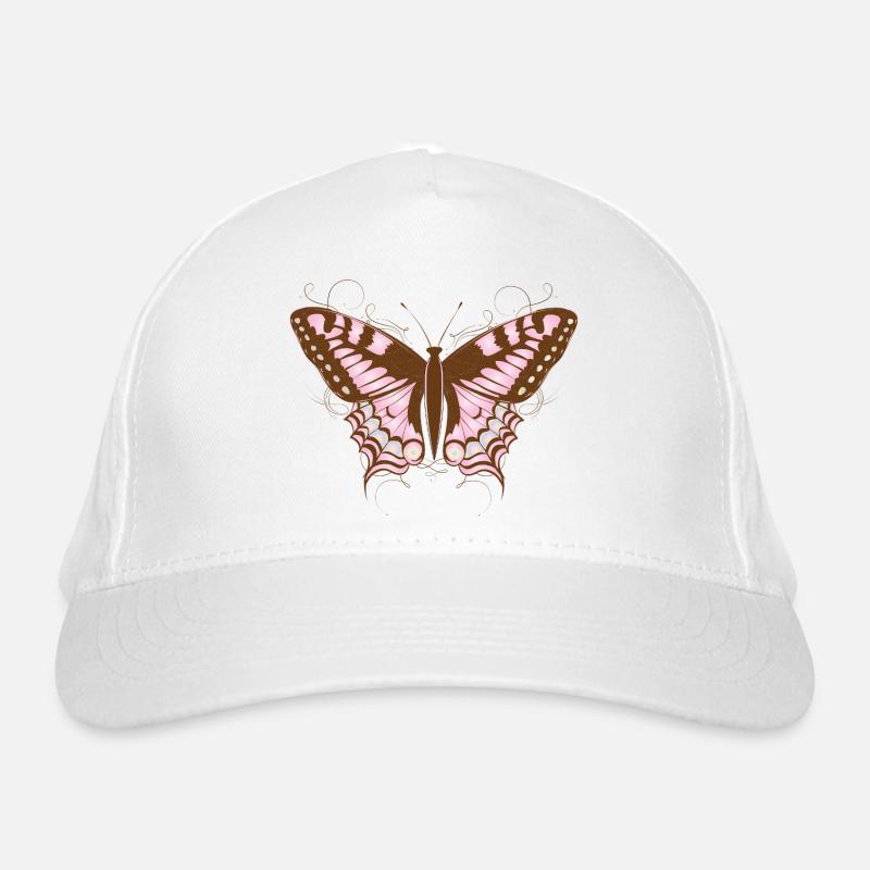 Papillon élégant dans les tons roses et terre Casquette classique bio