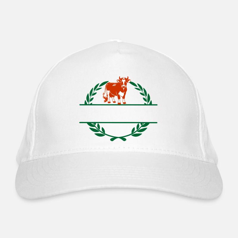 Rote & Weiße Kuh mit eigenem Text Bio-Baseballkappe