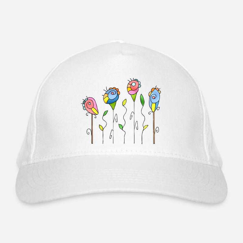 Blumen - Bio-Baseballkappe - Weiß