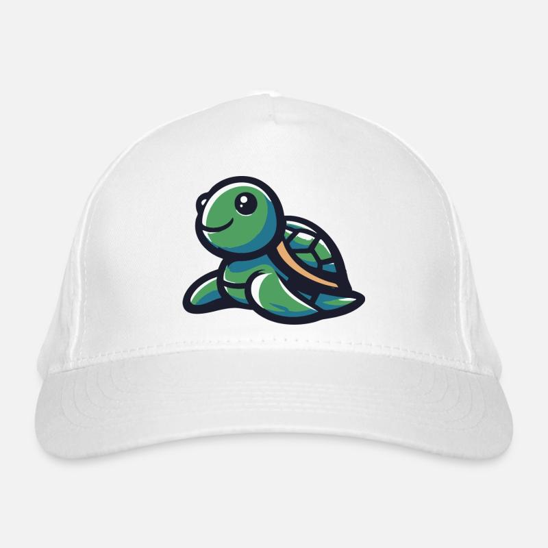 Cute Smiling Turtle Organic Baseball Cap