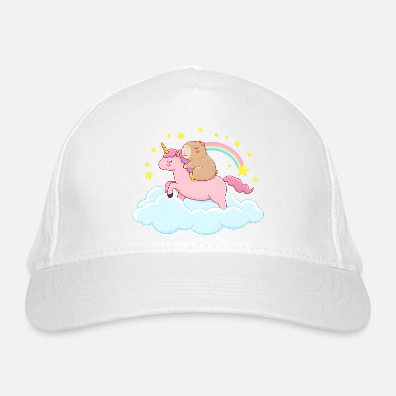 Capybara und Einhorn – eine traumhafte Reise Bio-Baseballkappe