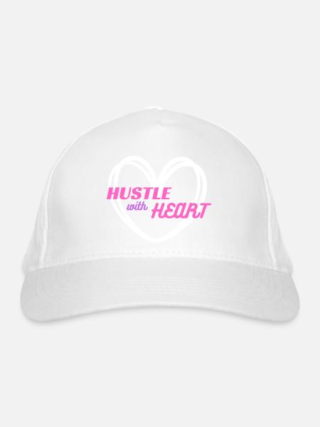 Hustle with Heart (pink) - Bio-Baseballkappe - Weiß