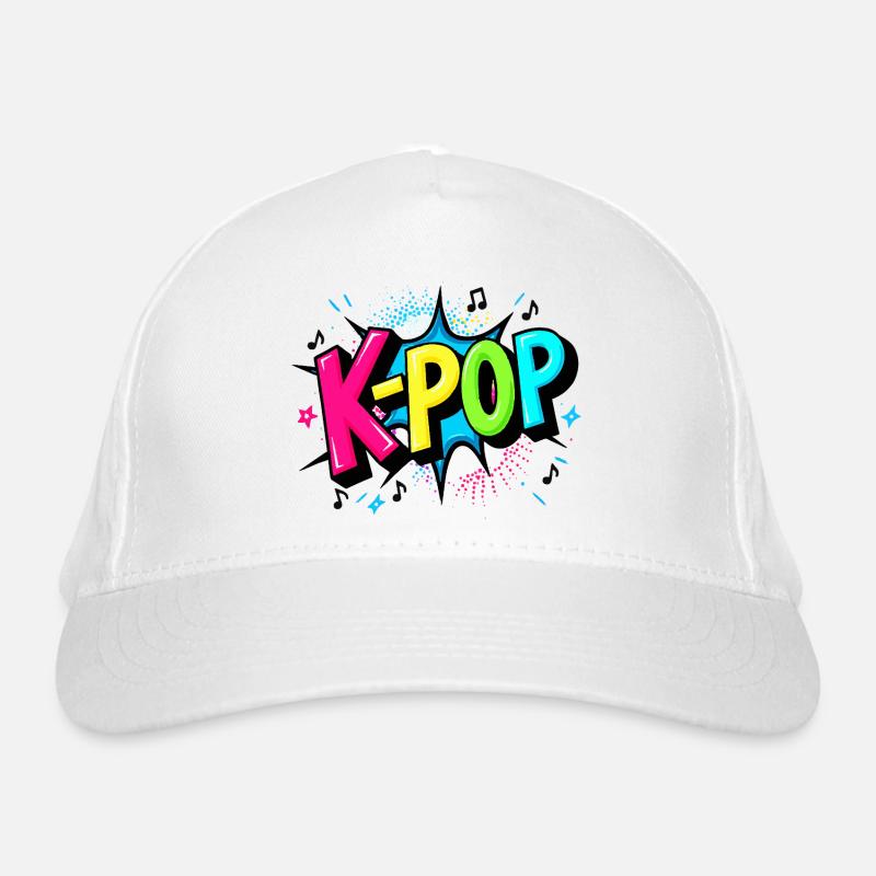 K-Pop Power - Conception de ventilateur coloré - Casquette classique bio - blanc