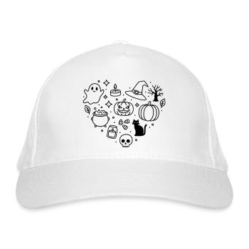 Halloween Herz (Farbe änderbar Personalisieren) - Bio-Baseballkappe - Weiß - Vorne