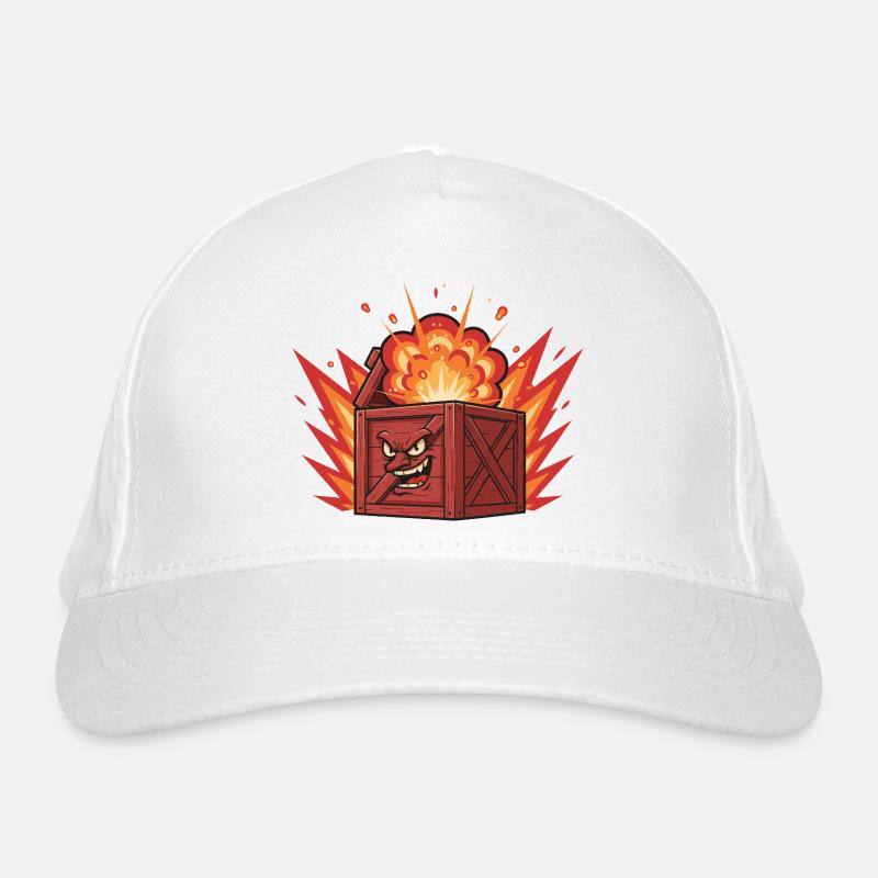 Exploding wooden box with a grim face Organic Baseball Cap