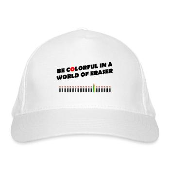 be colorful in a world of eraser - Buntstifte - Bio-Baseballkappe - Weiß - Vorne