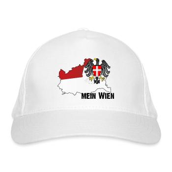mein Wien mit Landesfarben - Bio-Baseballkappe - Weiß - Vorne