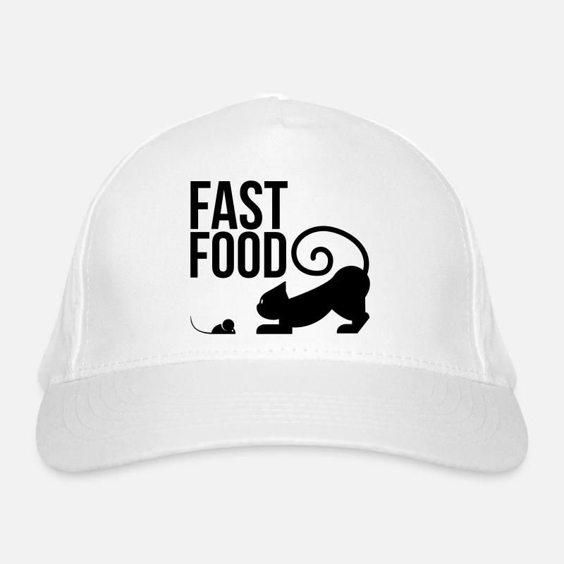 fast food - cat with mouse Organic Baseball Cap