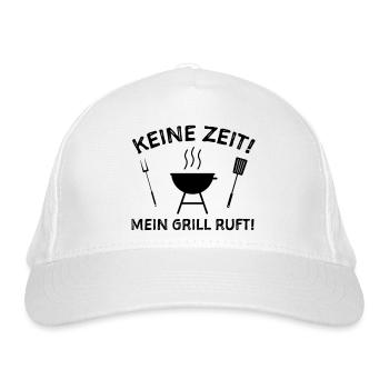 Grill Grillen Sprüche Humor Grillsaison - Bio-Baseballkappe - Weiß - Vorne