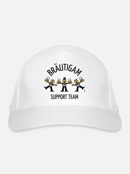 Bräutigam Support Team (JGA, Karikatur, Tanz, B) - Bio-Baseballkappe - Weiß - Vorne