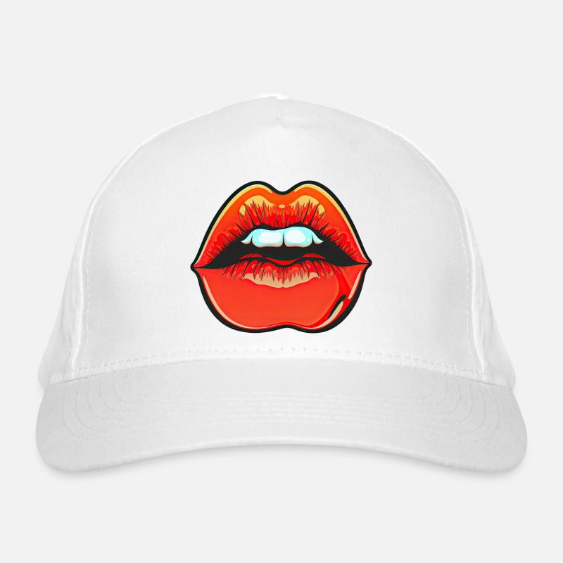 Teasing Red Lipstick Lips Organic Baseball Cap