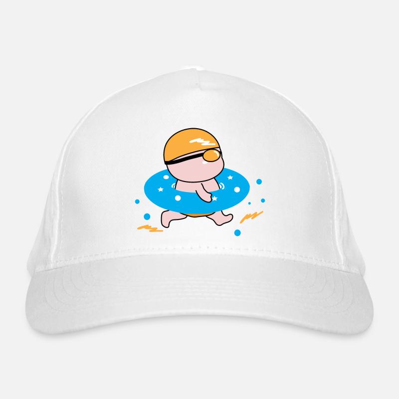 Glücklicher Junge genießt das Schwimmen Bio-Baseballkappe