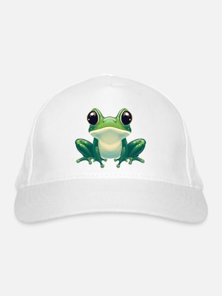 Grüner Frosch - Bio-Baseballkappe - Weiß