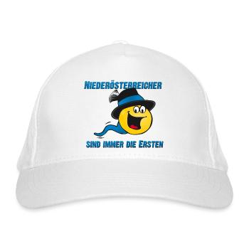Niederösterreicher sind immer die Ersten - Bio-Baseballkappe - Weiß - Vorne