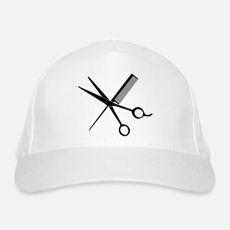 T-shirt de coiffeur élégant : ciseaux et peigne Casquette classique bio