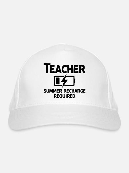 Teacher Summer Recharge Required - Organic Baseball Cap - white - Front