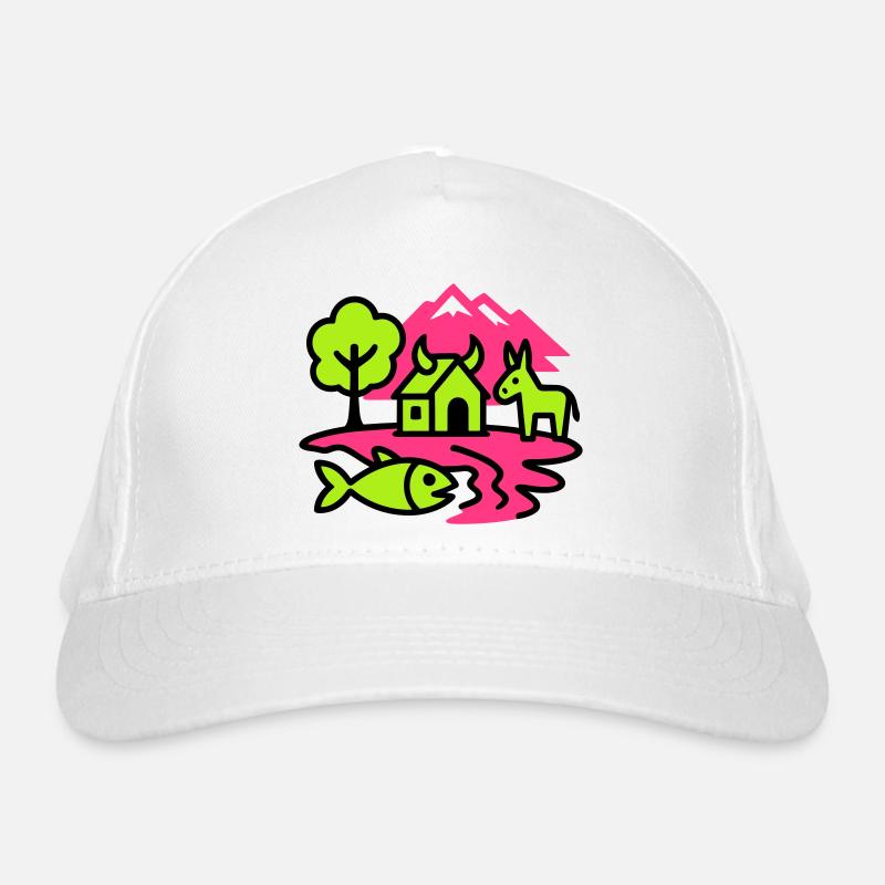 Naive Pop-Art Landschaft Bio-Baseballkappe