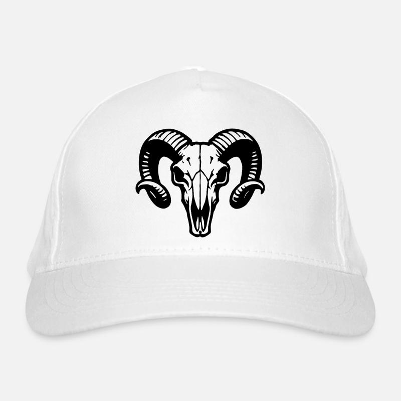Widderkopf Schädel mit Hörnern - Rammbock Bio-Baseballkappe