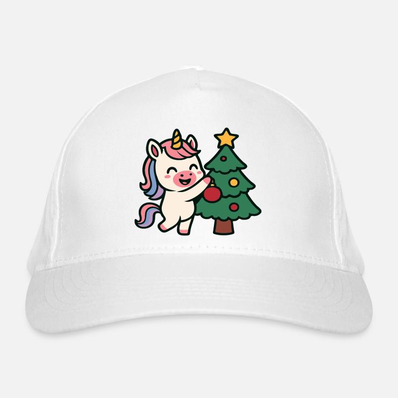 Niedlicher Einhorn-Weihnachtsbaum Bio-Baseballkappe