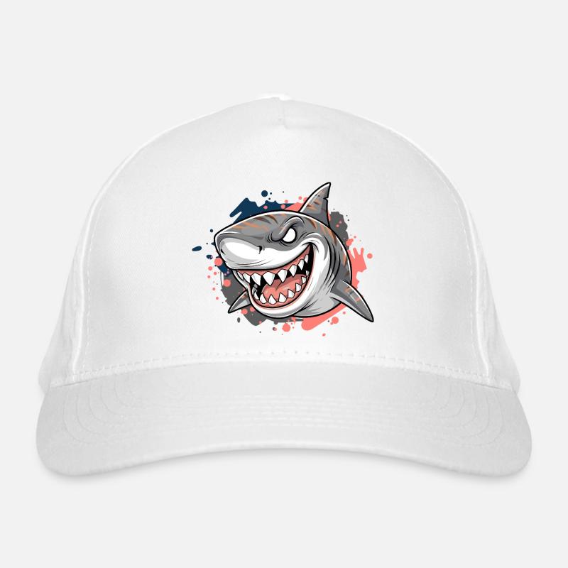 Angry Shark Graffiti Print Organic Baseball Cap