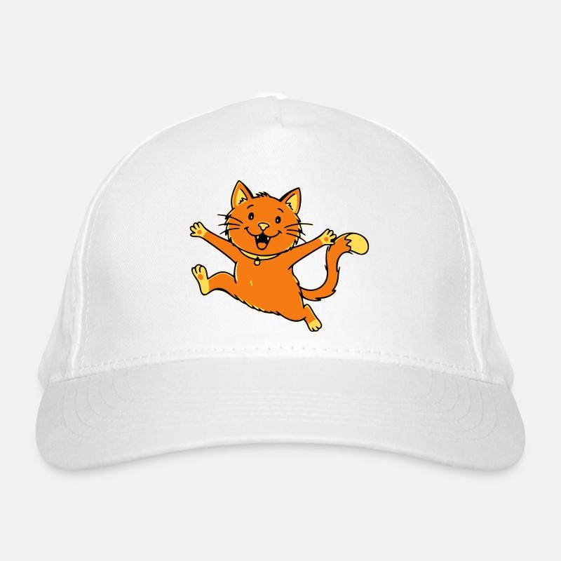 Cheerful cartoon cat jumping Organic Baseball Cap