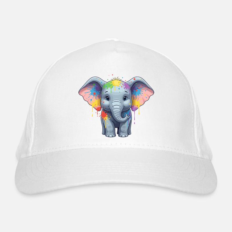 Bunter Elefanten-Splash Bio-Baseballkappe