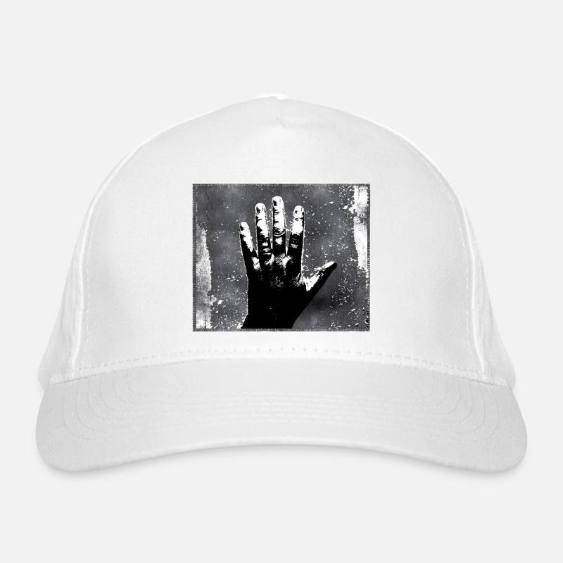 Handsilhouette GrungeMonochrome Stil Bio-Baseballkappe