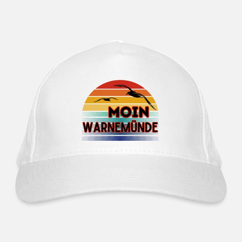Moin Warnemünde with seagull in retro style Organic Baseball Cap