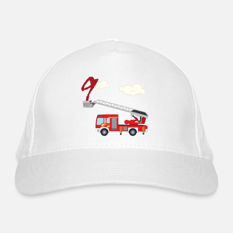 Feuerwehrauto - 9. Geburtstag - Bio-Baseballkappe - Weiß