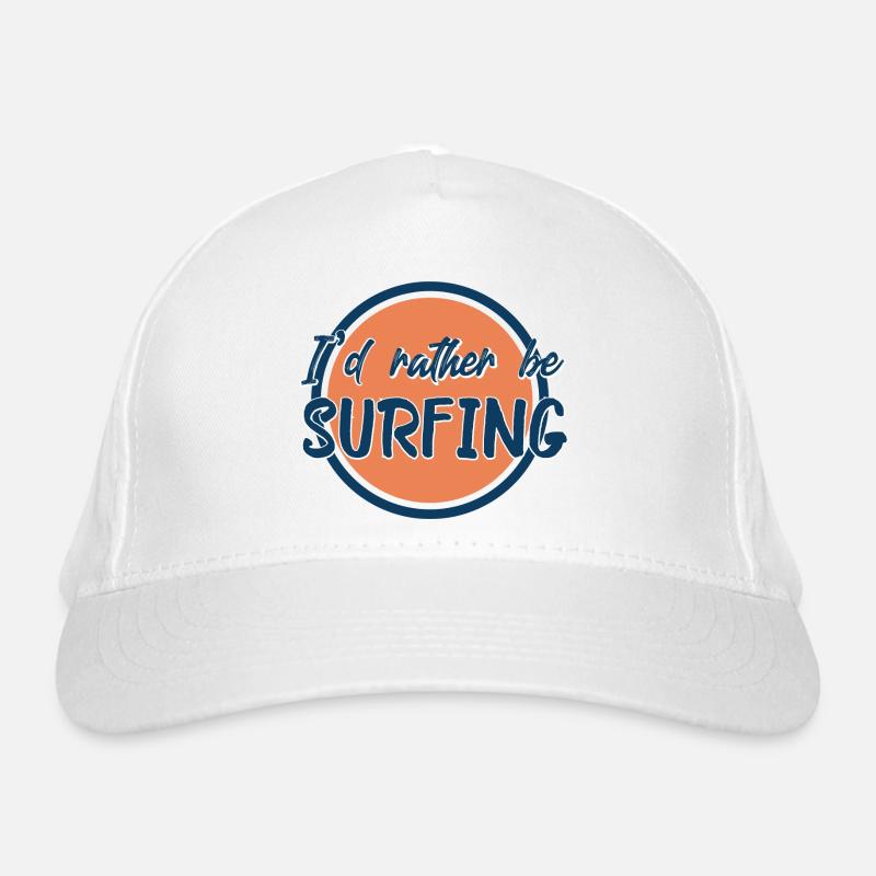I'd rather be surfing, retro logo design Organic Baseball Cap