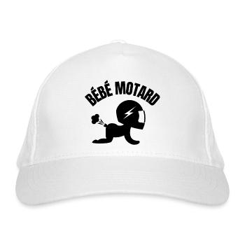 motard, bébé motard, moto, moto sport - Casquette classique bio - blanc - Devant