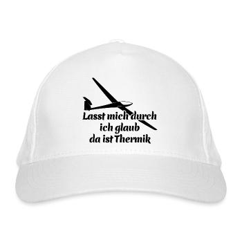 Lasst mich durch ich glaub da ist Thermik - Spruch - Bio-Baseballkappe - Weiß - Vorne