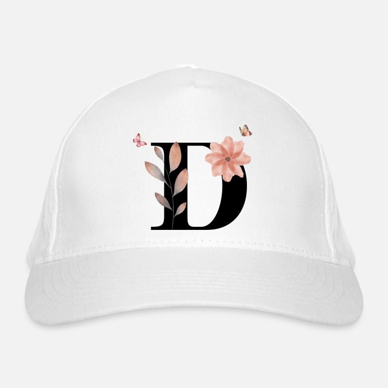Lettre d fleurs sauvages aquarelles Casquette classique bio