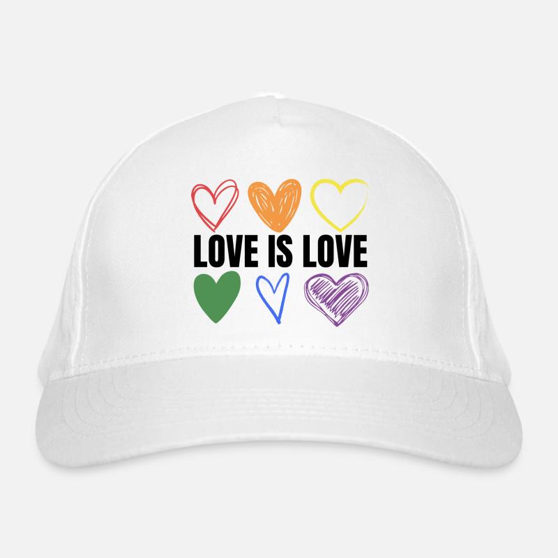 PRIDE Love is love black - Bio-Baseballkappe - Weiß