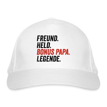 Bonus Papa bester Vater lustig - Bio-Baseballkappe - Weiß - Vorne