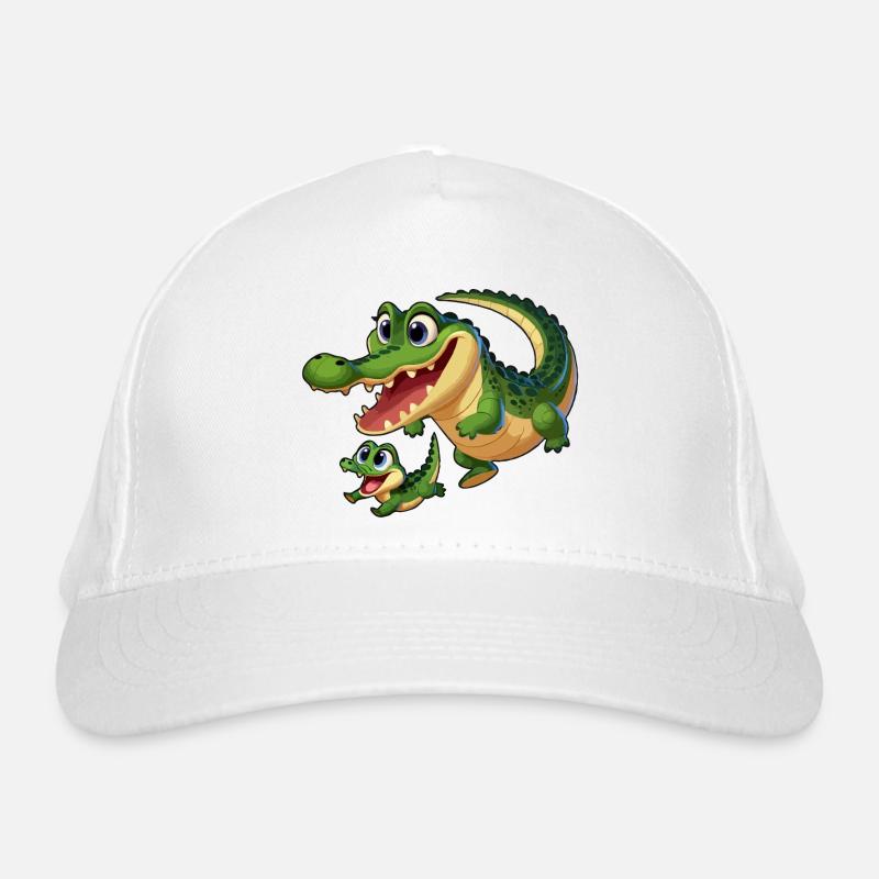 Krokodilmutter und Kind beim Herumtollen Bio-Baseballkappe