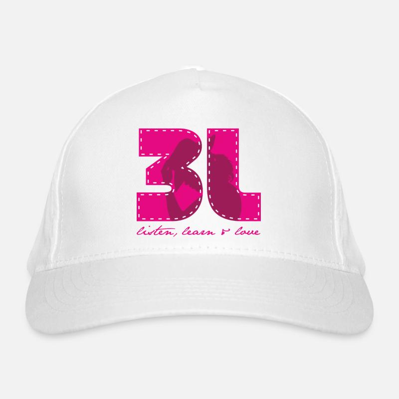 3L listen learn love pink Bio-Baseballkappe