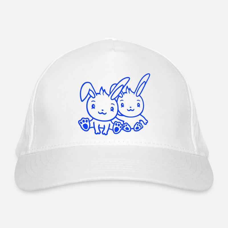 2 Hasen Zwei Freunde Team Crew Paar Glücklich Süß Bio-Baseballkappe