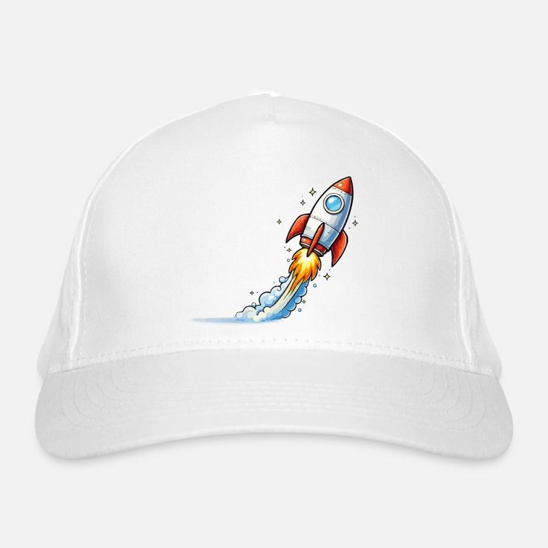 Raketenstart Cartoon-Design Bio-Baseballkappe